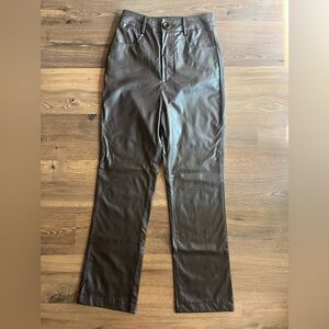 NWT Chocolate Faux Leather Cropped Trousers – UK 6 / US 2 | High-Waisted Chic 🍫